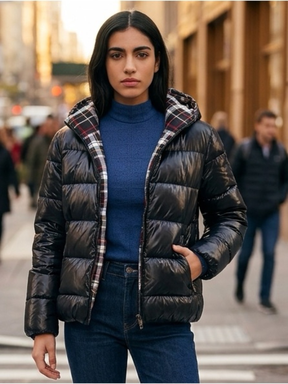Alice + Olivia Shiny Black reversable Puffer Jacket